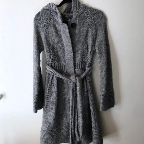 hooded belted cardigan